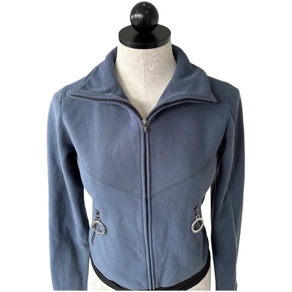 Erin Snow Fleece Full Zip Jacket Slate Blue Zip Pockets Size Small - Picture 11 of 11